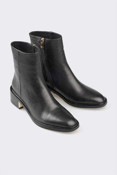 Elle Shoes Black Leather Women's Classic Boots
