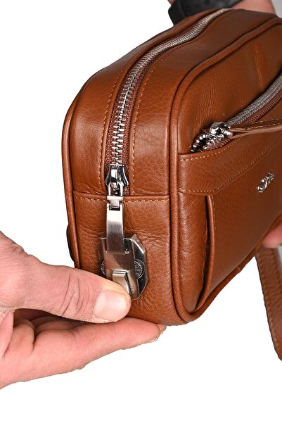 Grande 4288 Model Tan Color Genuine Leather Lockable Hand Portfolio Bag