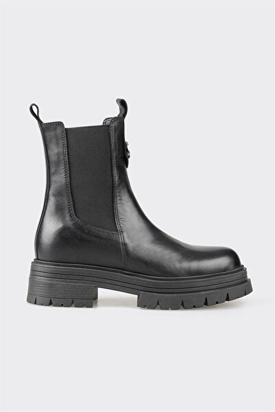 Elle Shoes Siyah Deri Kadın Günlük Bot