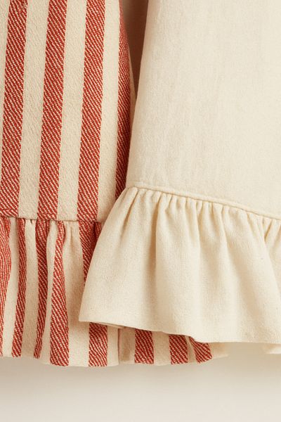 Mirilliahome Ruffled 2-Piece Drying Cloth Set Linen Striped Kitchen Towel
