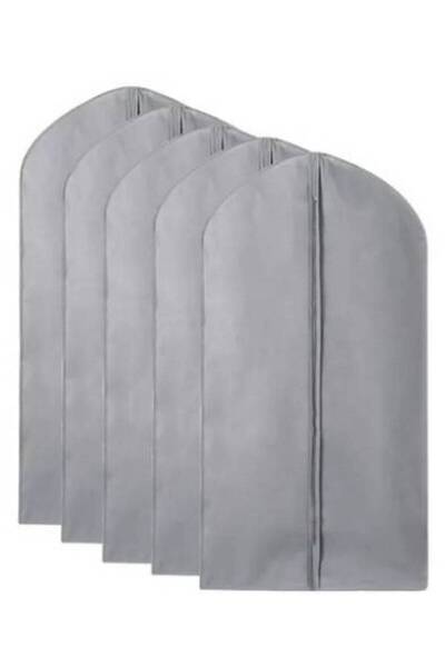 DEMİROĞLU EV TEKSTİL 5 Adet Gri Takım Elbise Kılıfı Hurç Gamboç Dolap Düzenle...
