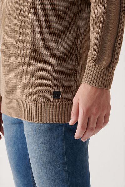 Avva Men's Mink Crew Neck Cotton Loose Knitwear Sweater A22Y5007