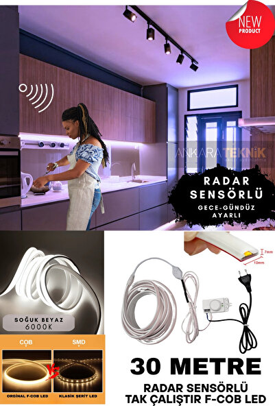 ankarateknik Sensörlü Beyaz Renk F- Cob Neon Led / Yüksek Lümen/ Dolap Alçıpa...