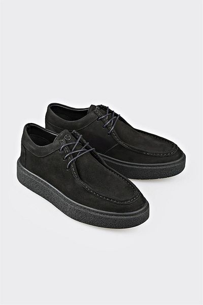 Elle Shoes Μαύρα δερμάτινα ανδρικά παπούτσια casual