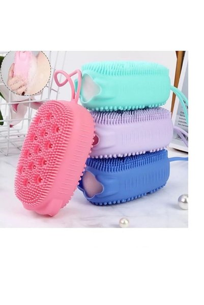 Palwin Quality Silicone, Sponge Chamber, Soft, Exfoliating, Shower, Bath, Bath Scrub, Pink