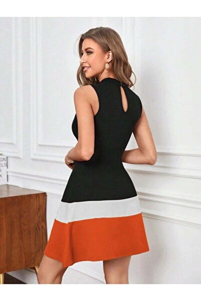 Bijuterria Γυναικείο Φόρεμα Κρεπ Εισαγόμενο με λεπτομέρεια με ρίγες με μηδενικό μανίκι