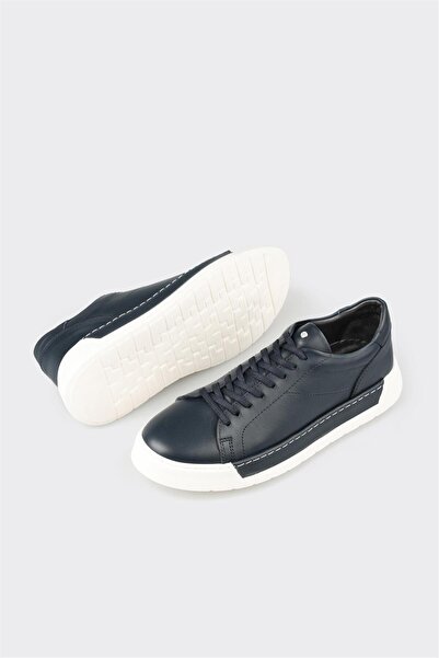 Elle Shoes Navy Blue Leather Men's Casual Shoes