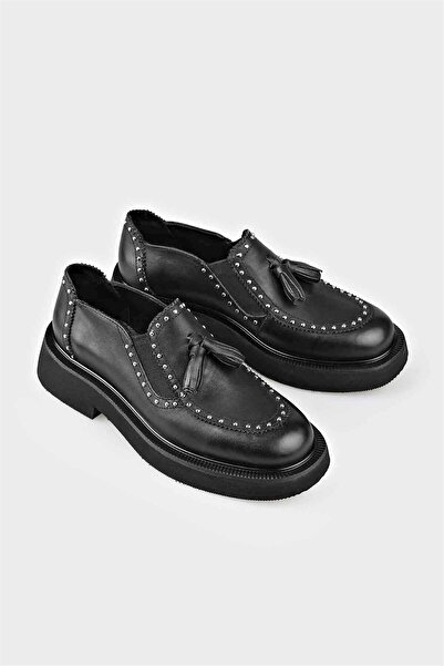 Elle Shoes Siyah Deri Kadın Günlük Ayakkabı