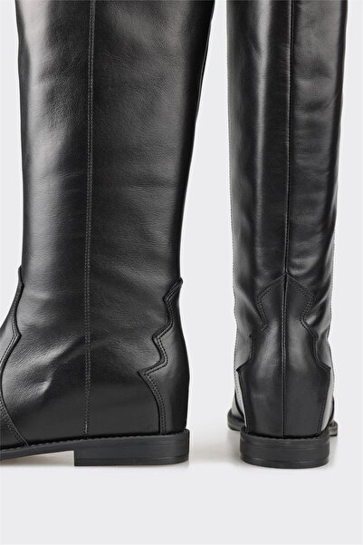 Elle Shoes Μαύρα δερμάτινα γυναικεία μποτάκια Western