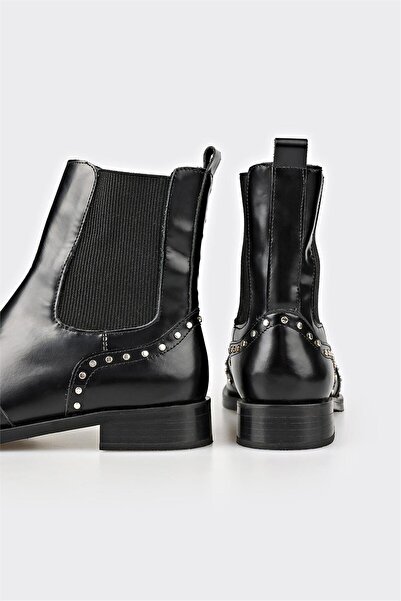 Elle Shoes Siyah Deri Kadın Klasik Bot