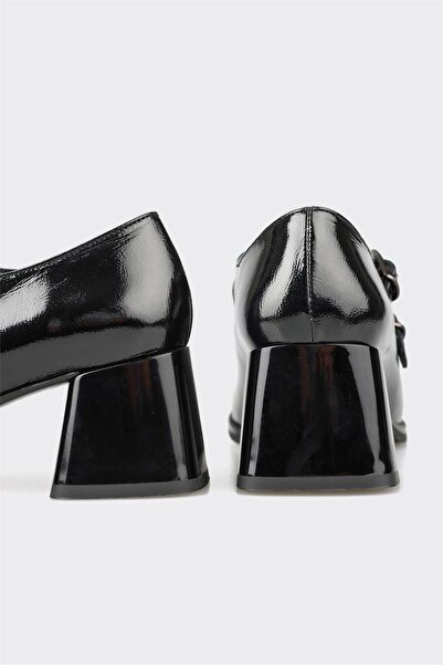 Elle Shoes Siyah Deri Kadın Topuklu Ayakkabı