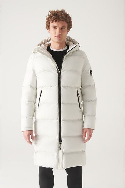 Avva Men's White Hooded Goose down Water Repellent Windproof down Coat A22Y6068