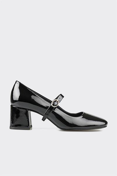 Elle Shoes Black Leather Women's Heeled Shoes