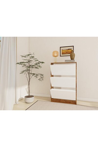 Masif Market Kisikoz Düşer Kapaklı Ayakkabılık Amalfi - Beyaz Renk