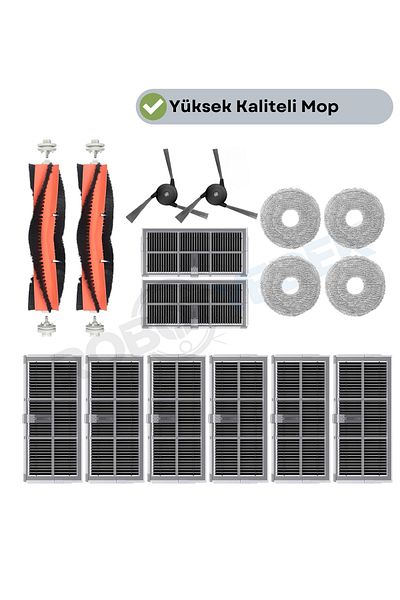 robotyedek Dreame X40 Ultra L40 Ultra Compatible Brush Hepa Filter Mop Set-16 Pieces