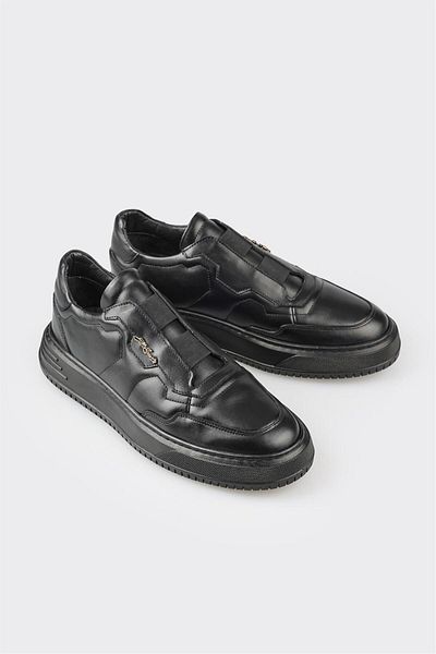 Elle Shoes Black Leather Men's Sports Shoes