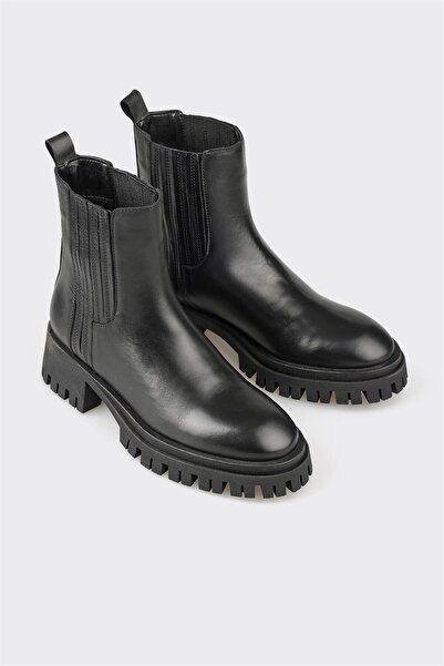 Elle Shoes Siyah Deri Kadın Günlük Bot