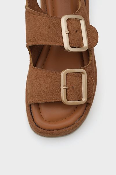 Capone Outfitters Sandale de damă Denice cu toc cu pană și cataramă cu curele duble