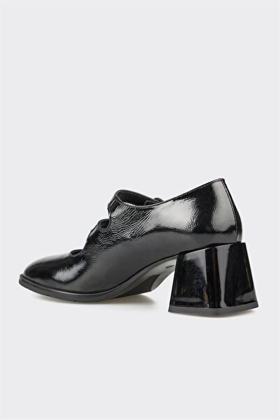 Elle Shoes Siyah Deri Kadın Topuklu Ayakkabı