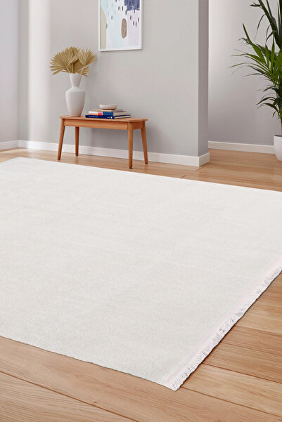 dekozer Puffy Kırık Beyaz/krem Yumuşak Peluş Halı Yolluk | Kaymaz, Yıkanabili...