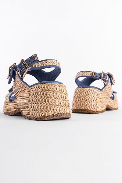 Capone Outfitters Genuine Leather - Straw Sole Double Buckle Comfort Women's Sandals