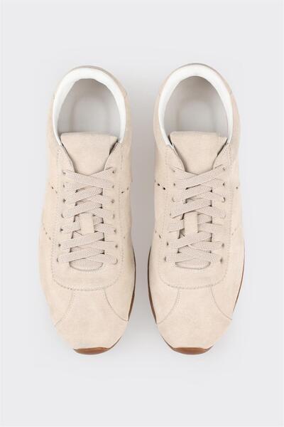 Elle Shoes Ecru Leather Women's Sports Shoes