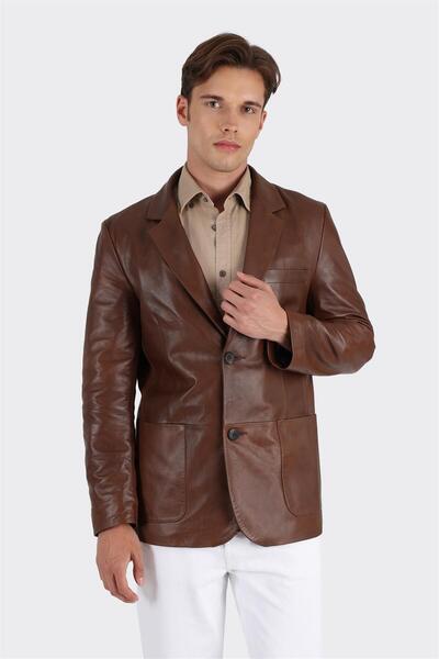 Elle Shoes Kahve Deri Erkek Ceket