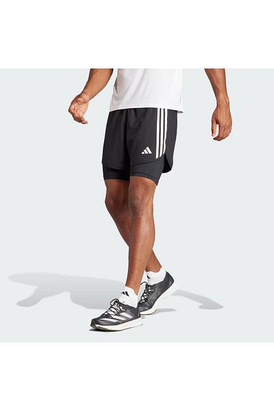 adidas Own the Run 3-Stripes 2-in-1 Shorts