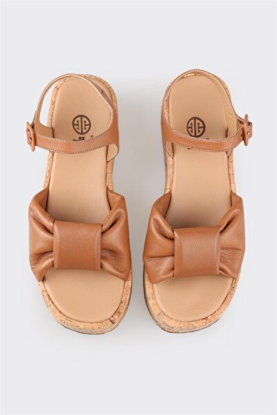 Elle Shoes Tan Leather Women's Sandals