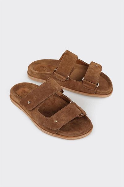 Elle Shoes Tan Leather Women's Slippers