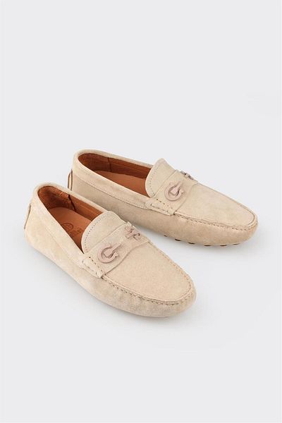 Elle Shoes Beige Leather Men's Casual Shoes