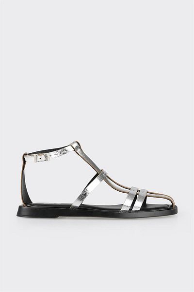 Elle Shoes Lame Leather Women's Flat Sandals