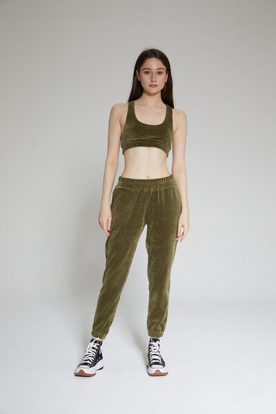 Chandraswear Khaki Women's Velvet Gathered Bra Bra - Velve