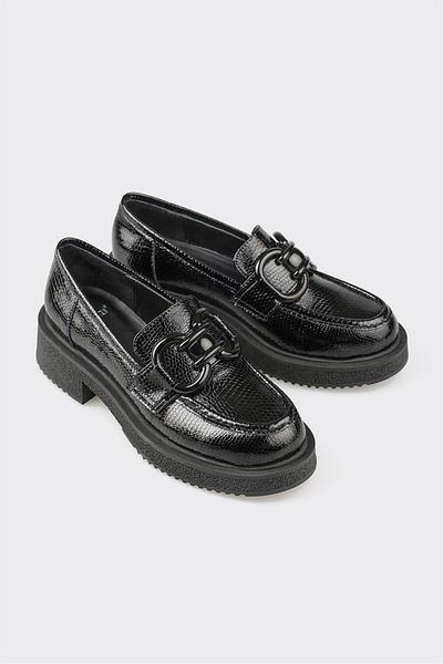 Elle Shoes Черни кожени дамски мокасини