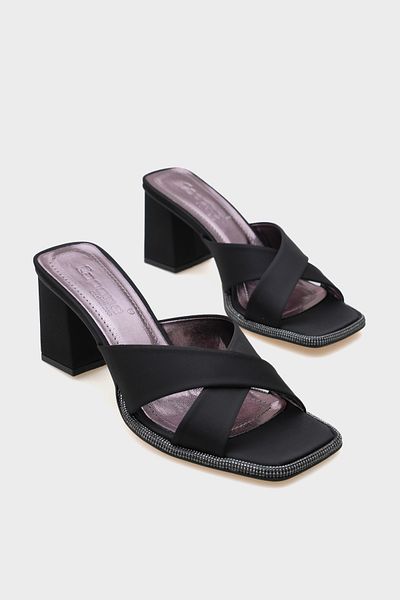 Capone Outfitters Misty Cross Banded Stone Medium Heeled Women's Slippers