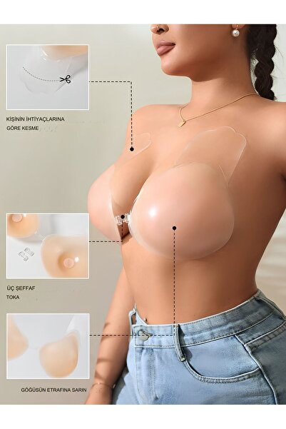 Bernato Жіночий силіконовий бюстгальтер пуш-ап з клейкою кліпсою