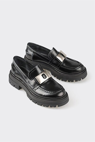 Elle Shoes Siyah Deri Kadın Günlük Ayakkabı