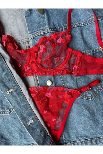 Thrill Bra Begjaer Sexy Fantasy - Heart Bralet and Underwire Panty Set