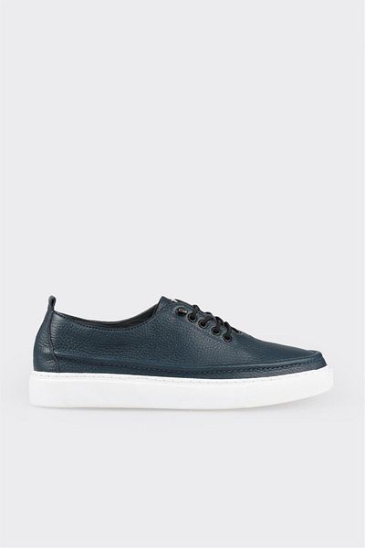 Elle Shoes Navy Blue Leather Men's Casual Shoes