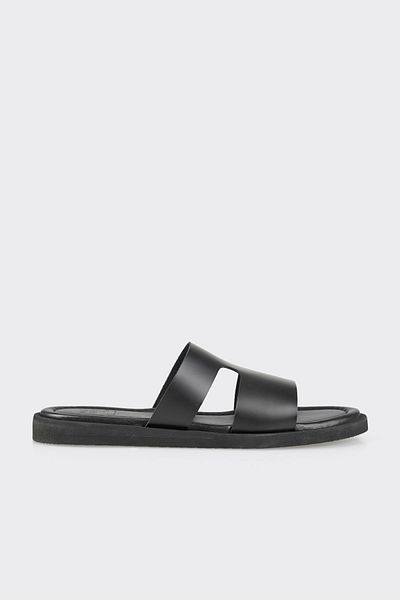 Elle Shoes Black Leather Men's Slippers