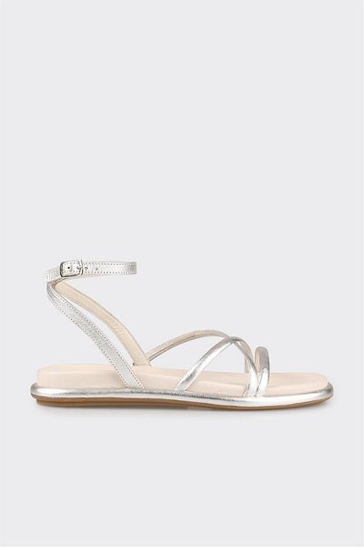 Elle Shoes Lame Leather Women's Flat Sandals