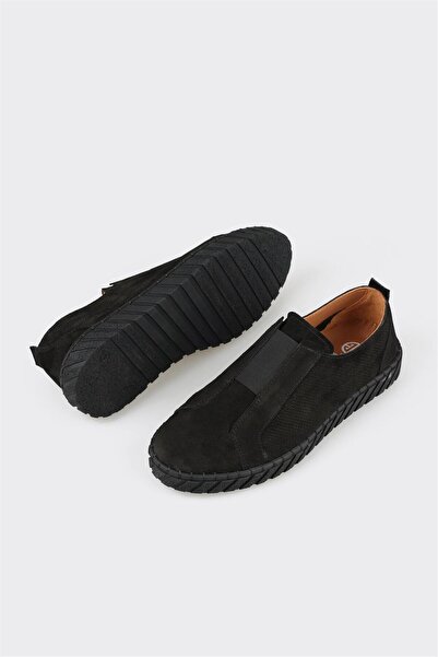 Elle Shoes Black Leather Men's Casual Shoes