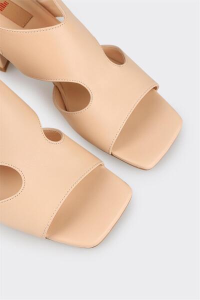 Elle Shoes Beige Leather Women's Sandals