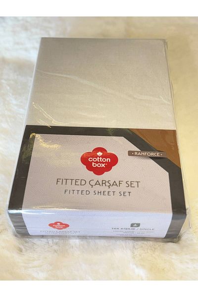 Cotton Box طقم ملاءات مطاطية مفردة من القطن 100% من رانفورس مقاس 100 × 200 سم بيج