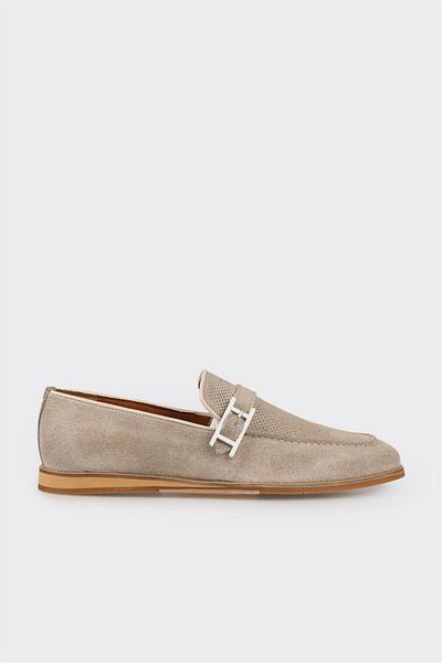 Elle Shoes Beige Leather Men's Loafer