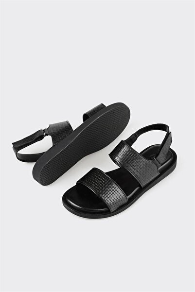 Elle Shoes Černé kožené pánské sandály