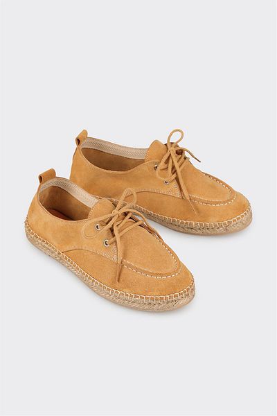 Elle Shoes Camel Leather Women's Espadrille