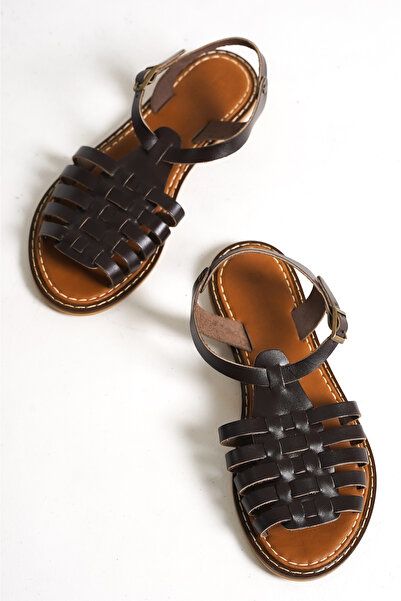 Capone Outfitters Dámské kožené sandály Daphne s kulatou špičkou Gladiator Band