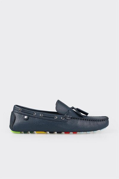 Elle Shoes Navy Blue Leather Men's Casual Shoes