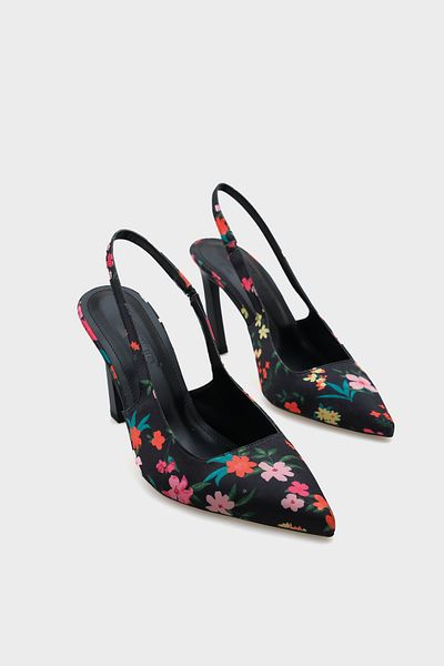 Capone Outfitters Rebeca Open Back Pointed Toe High Heeled Floral Patterned Women's Shoes